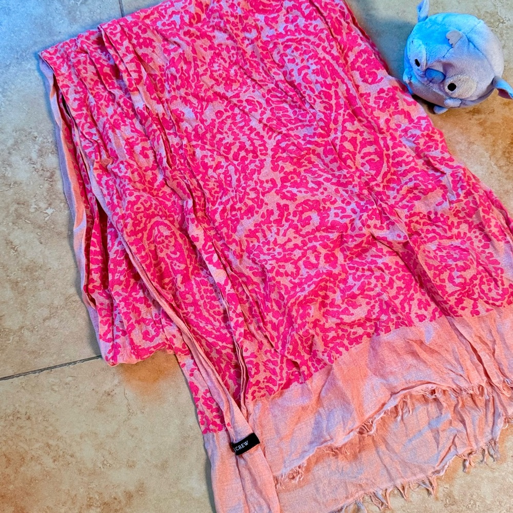 J.Crew Pink Floral and Beige Scarf 90s vibe - Picture 1 of 5